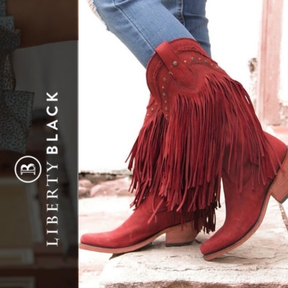 Liberty Black Vegas Fringe Boots Rojo LB71124  6 - Picture 12 of 12